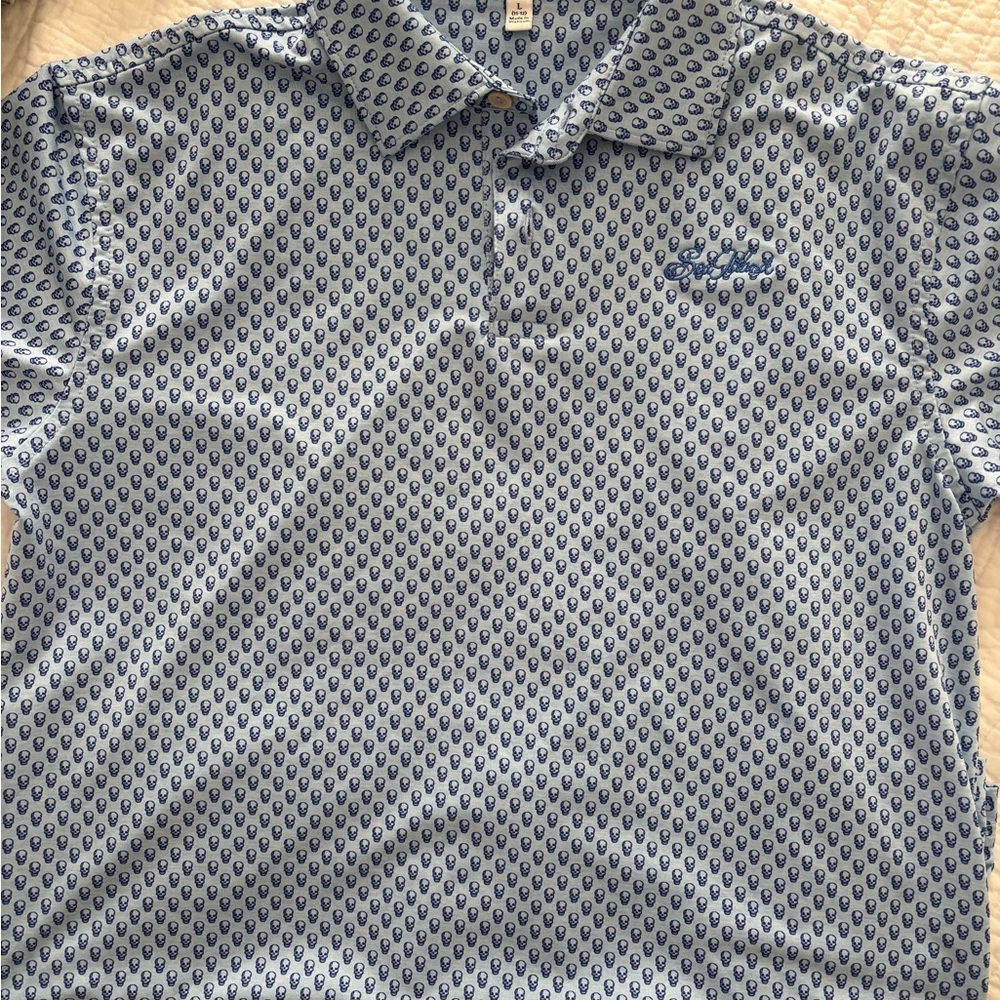 Peter Millar Youth Large (11-12) Sea Island Skull and Bones performance Shirt